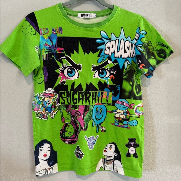 SUGAR HILL Bright Green Sz Small Crewneck T-shirt - Picture 1 of 4